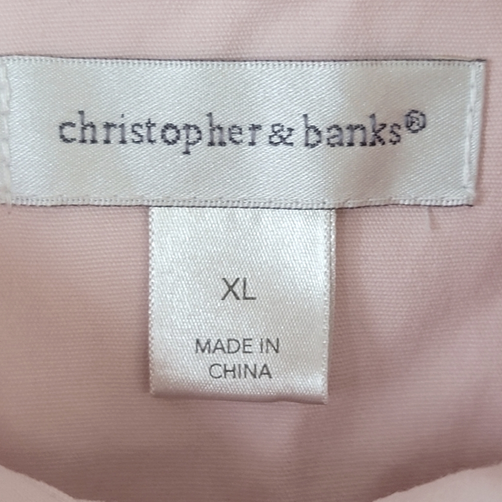 NWOT XL 100% Cotton Button-Front Shirt Jacket in Soft Pink Christopher & Banks - Picture 2 of 14